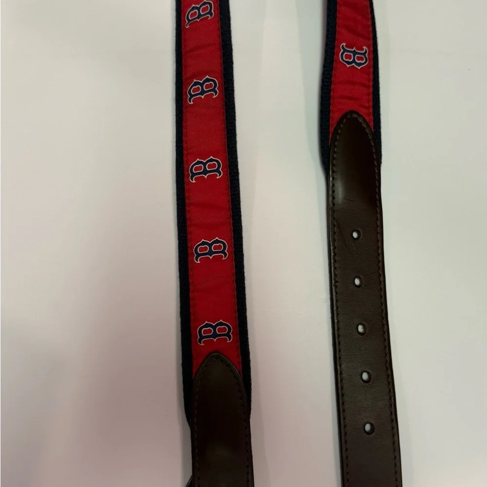 Vineyard Vines Boston Red Sox Canvas Leather Belt Size 32